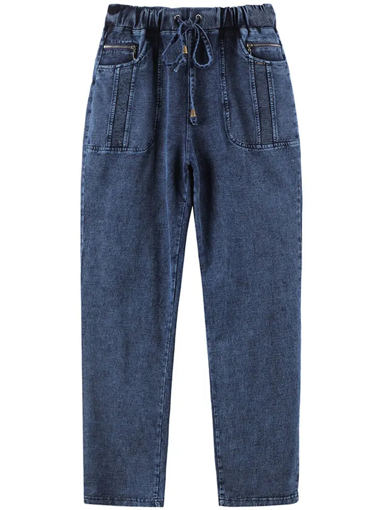 Women's Plus Size High Waist Jeans - Slim Fit Stretch Denim Pants