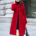 Load image into Gallery viewer, Elegant Soft Women Coat Mid-Length Single-Breasted Turn-down Collar Cardigan Plus Size Warm Lapel Winter Jacket
