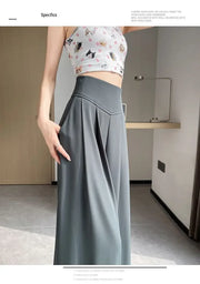 Women's High Waist Wide Leg Suit Pants - Straight Cut Floor Length Trousers