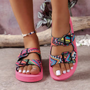 Women’s Buckle Slide Sandals – Lightweight Mixed Color Flats