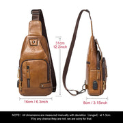 Men's Genuine Leather USB Chest Bag - Crossbody Messenger with USB Port | OWNLUXE