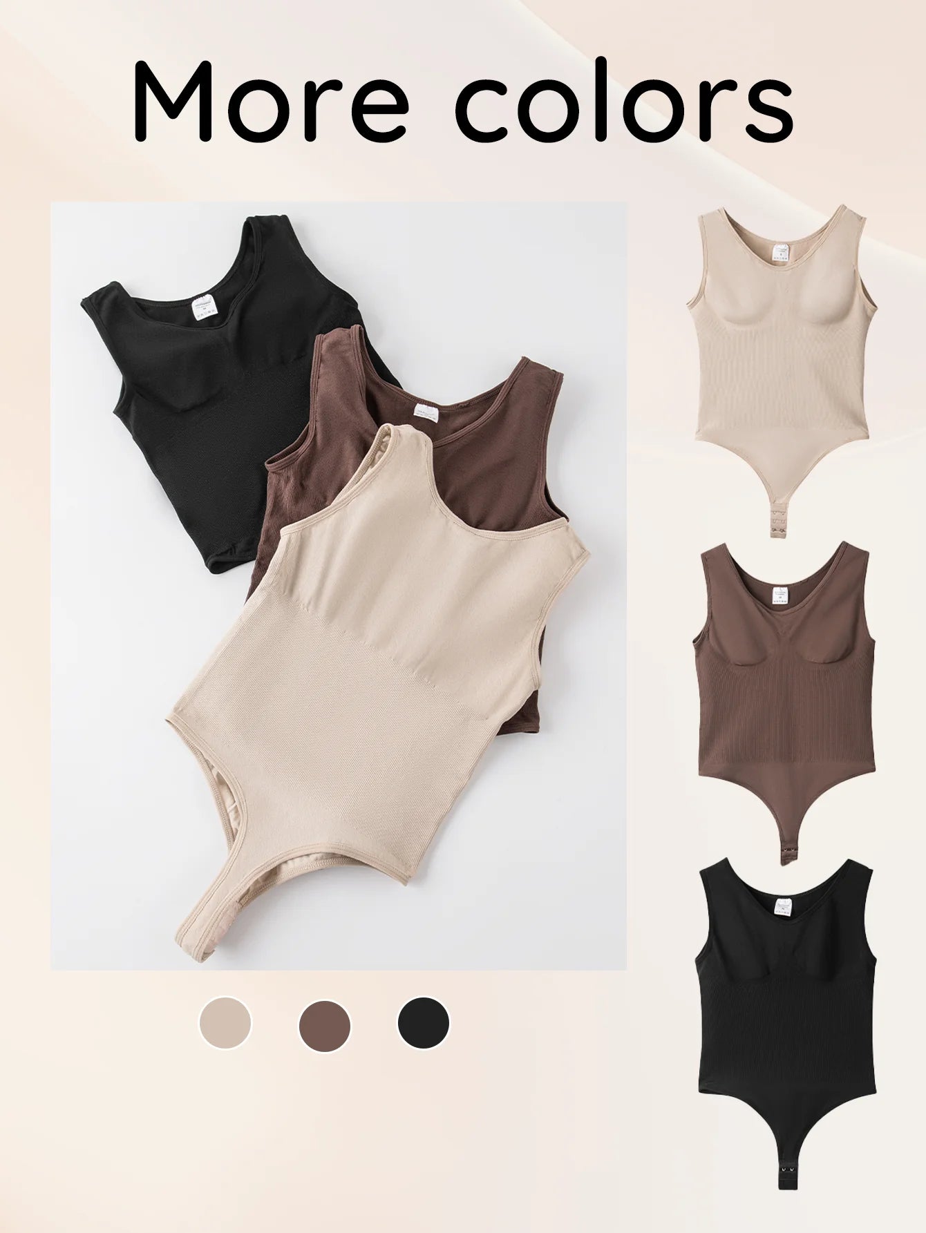 Seamless Cupless Shapewear Bodysuit Thong, Firm Control