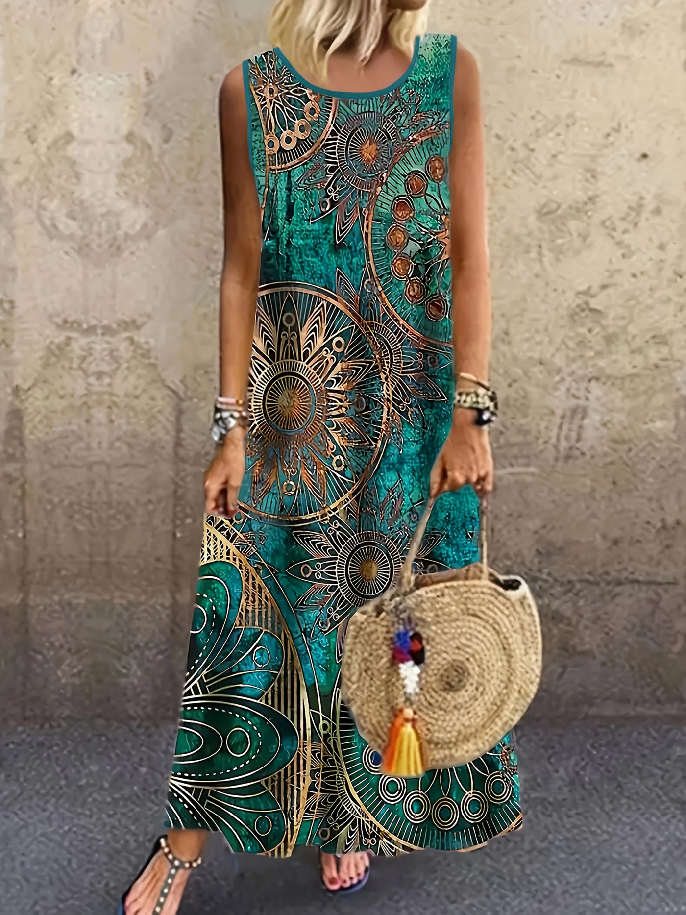 Round-Neck Maxi Dress | OWNLUXE