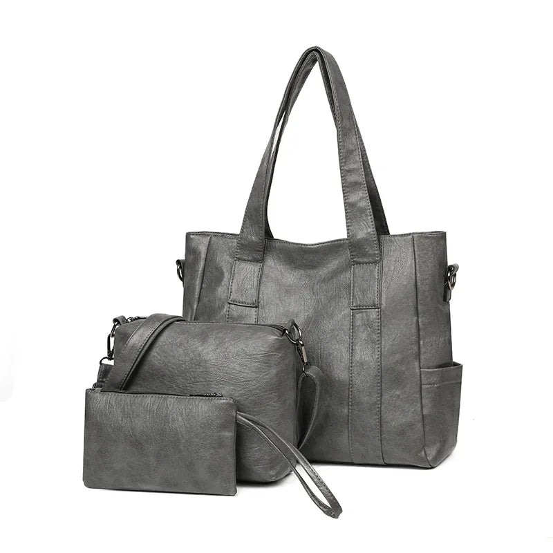 Vintage Shoulder Crossbody Bag – Soft PU Multi-Pocket Tote