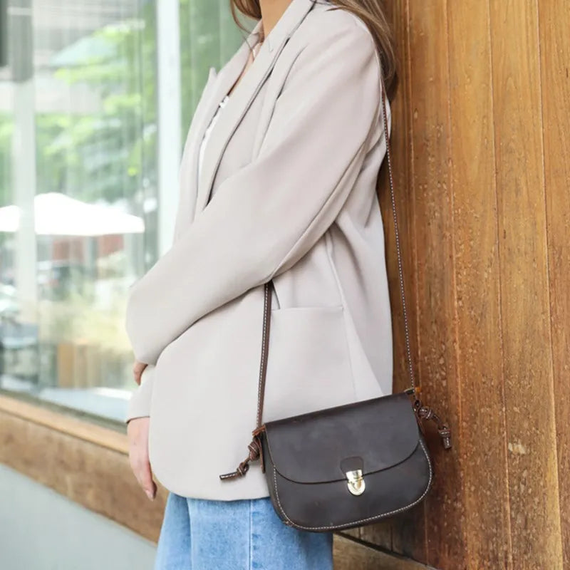 Johnature Crazy Horse Leather Crossbody Bag - Retro Cowhide | OWNLUXE