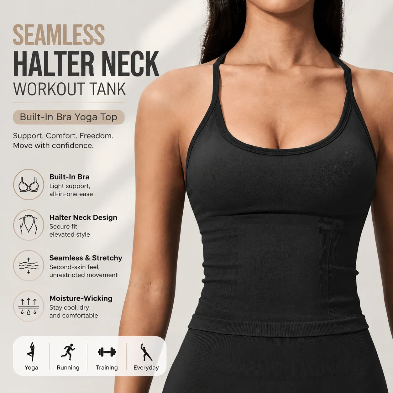 Built-In Bra Seamless Yoga Tank Top | OWNLUXE
