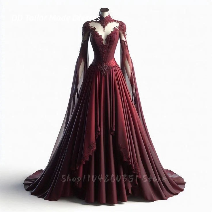 Vintage Satin A-Line Prom Gown with Lace Appliqués