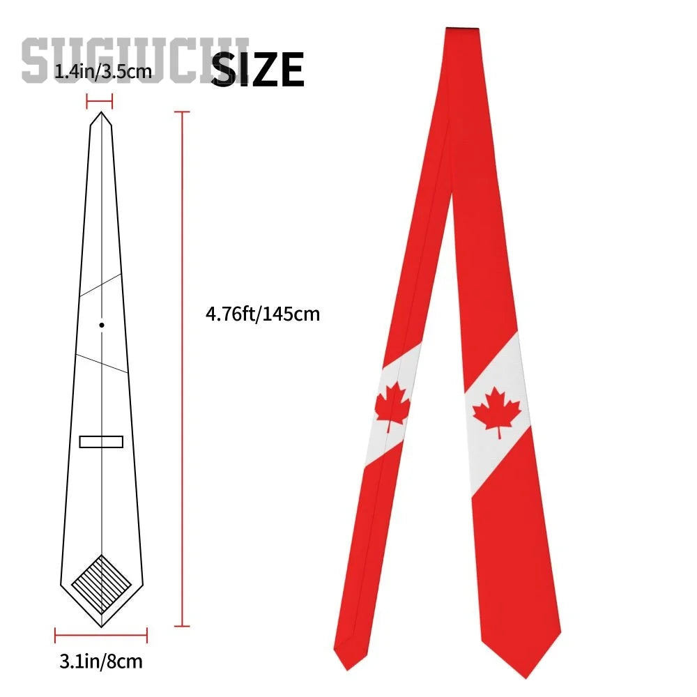 Canada Flag Emblem Neck Tie – Slim Plaid Tie for Wedding, Business & Canada Day