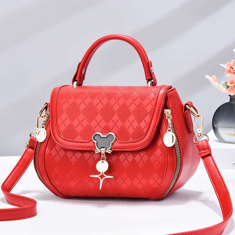 Women's Genuine Leather Tote Handbag - Luxury Designer Bow Bucket Bag