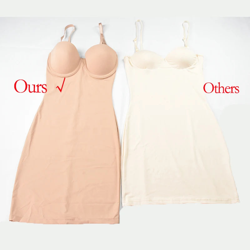Shapewear Slip Dress with Bra – Tummy Control Body Shaper