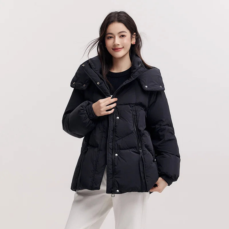 Women's Hooded Puffer Jacket (Black Style 4) | OWNLUXE