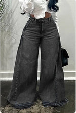 Load image into Gallery viewer, Women's Wide Leg Flare Jeans - Spliced Denim Streetwear Trousers
