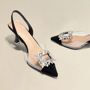 Summer Women High Heels Shoes Luxury Crystal Women Sandals Designer Pointed Toe Pumps Transparent Sexy Women sandalias de mujer