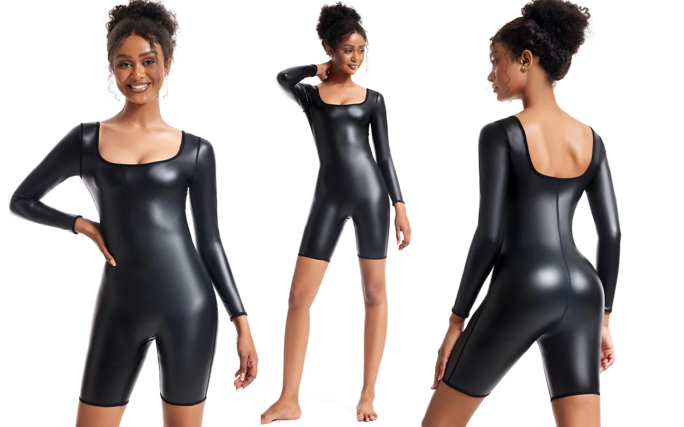 Faux Leather Wire-Free Bodysuit Shaper | OWNLUXE