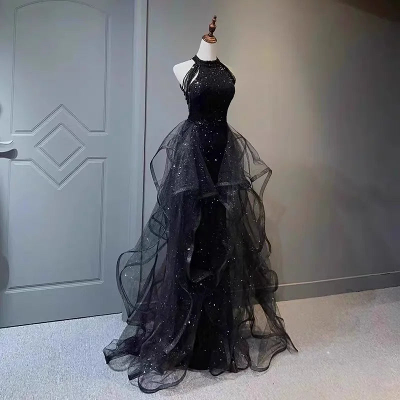 Sparking Navy Blue Evening Dress | OWNLUXE