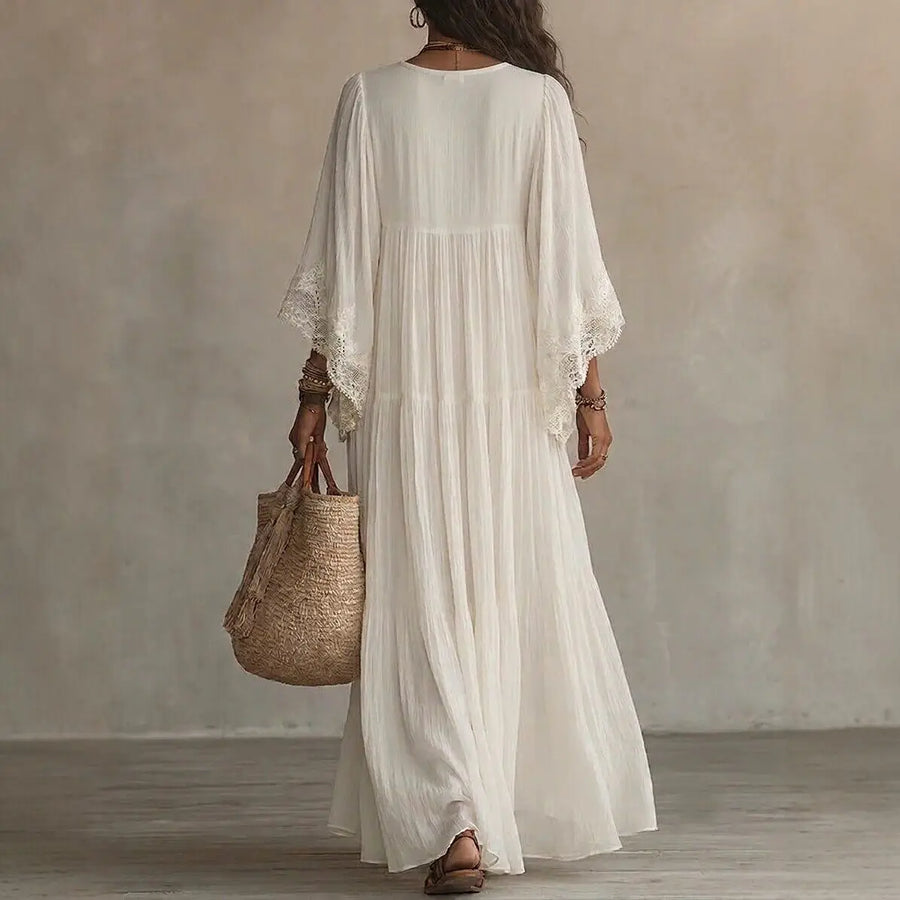 Women's V-Neck Lace Maxi Dress | OWNLUXE