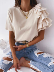 Ruffles Short-Sleeve Blouse | OWNLUXE