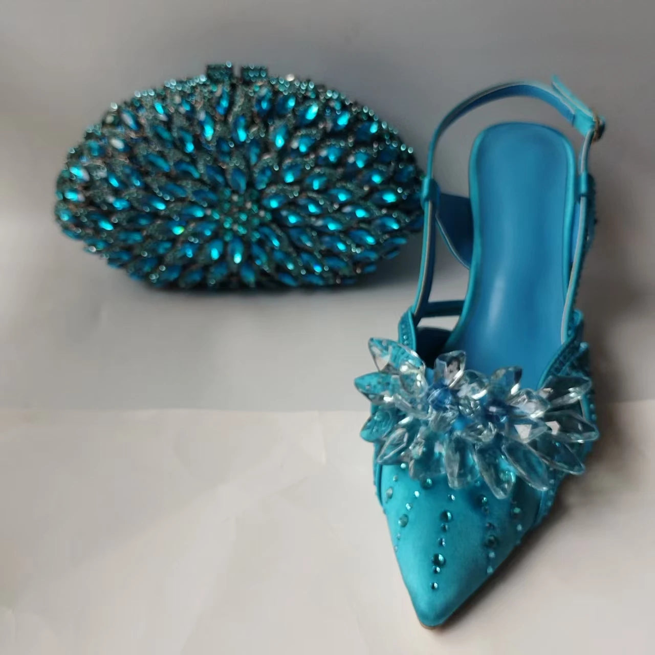 Crystal Sandals and Clutch Bag Set – Rhinestone Party Heels
