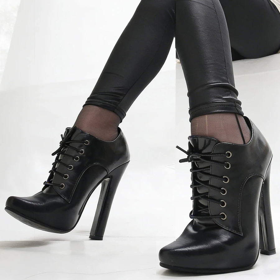 Unisex High Heel Lace Vintage Pumps | OWNLUXE