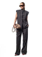 Women's Wide Leg Sleeveless Striped Pants | OWNLUXE
