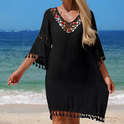 Patchwork Sheer Floral Relaxed-Fit Swim Cover-Up | OWNLUXE