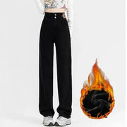 Winter Fleece-Lined Jeans - Thermal High Waist Denim Pants