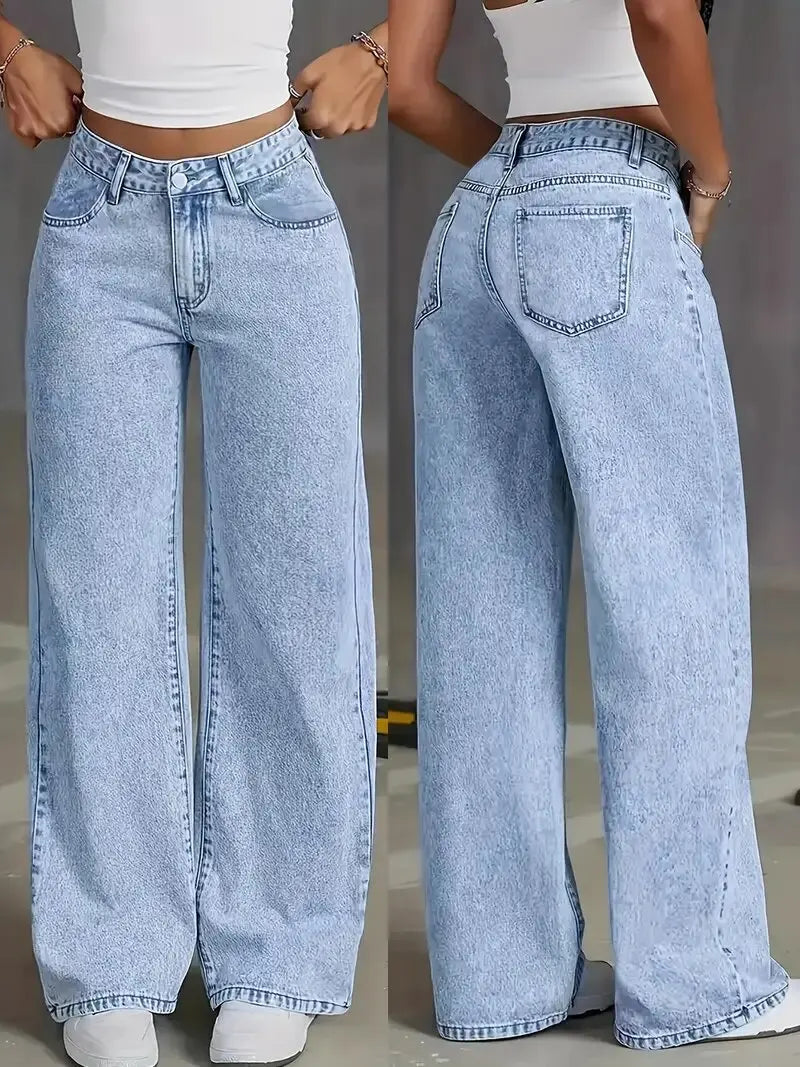 Relaxed Wide-Leg Denim Pants | OWNLUXE