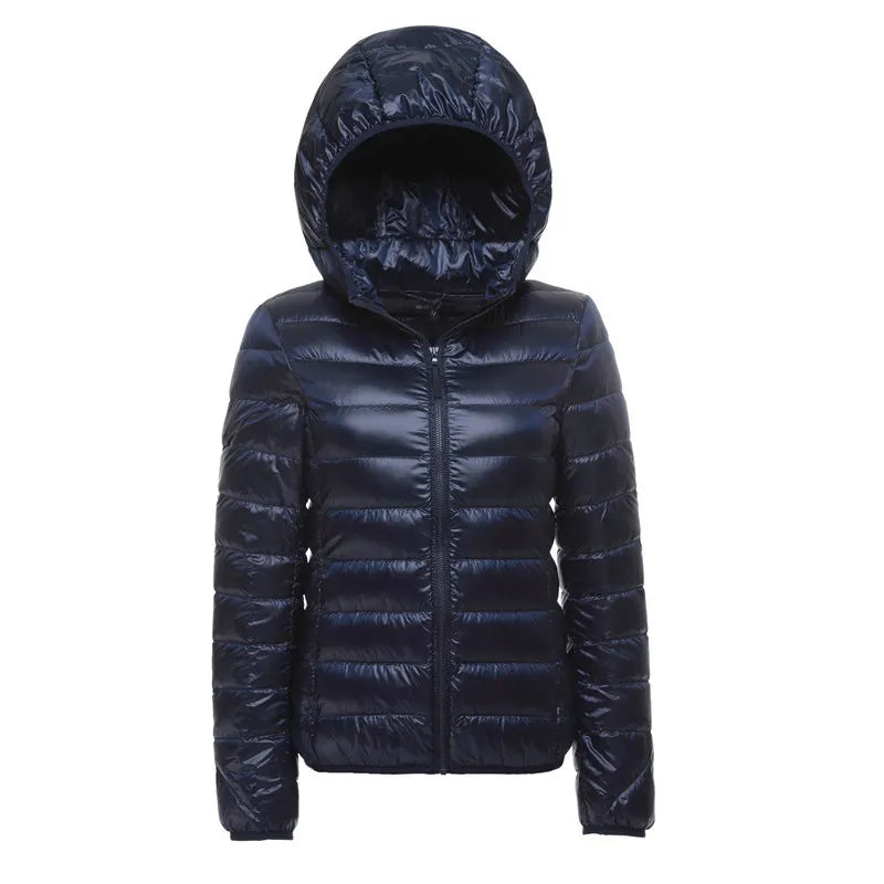 Women Hooded Short Puffer Jackets Arrivals 90 White Duck | OWNLUXE