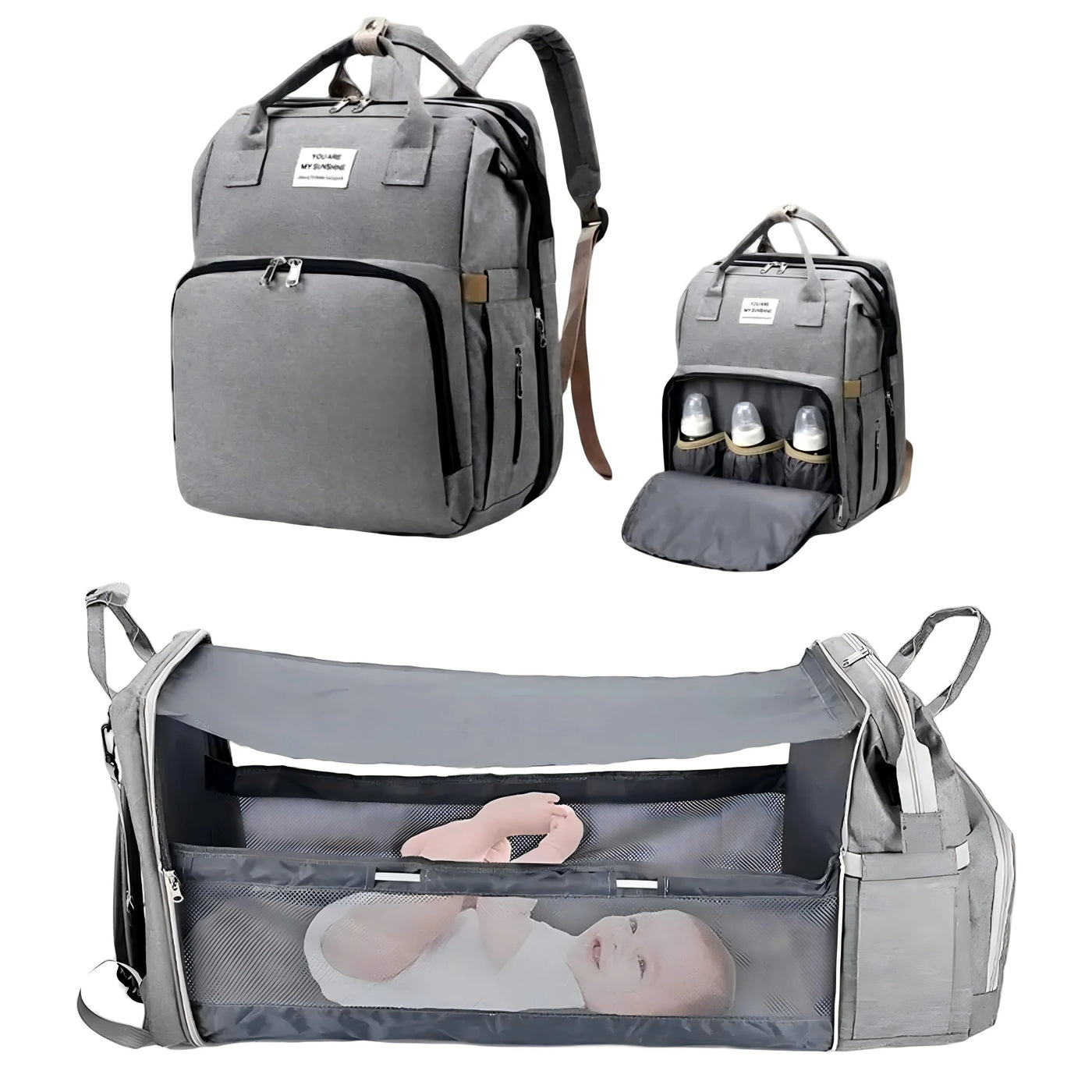 3-in-1 Diaper Bag Backpack with Foldable Baby Bed & USB Charging | OWNLUXE