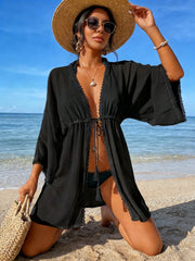 Lace Drawstring Swim Cover-Up | OWNLUXE