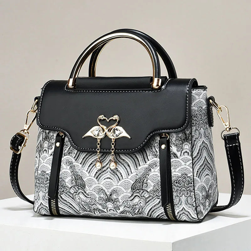 Women's Luxury Designer PU Leather Shoulder Bag - Casual Tote with Bow Decoration