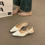 Women's Pointed Toe Low Heel Leather Sandals – Shop at OWNLUXE