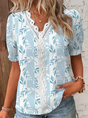 V-Neck Striped Blouse | OWNLUXE