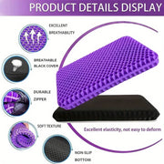 Breathable Gel Seat Cushion - 100% Honeycomb TPR with Protective Cover for Office, Car & Wheelchair