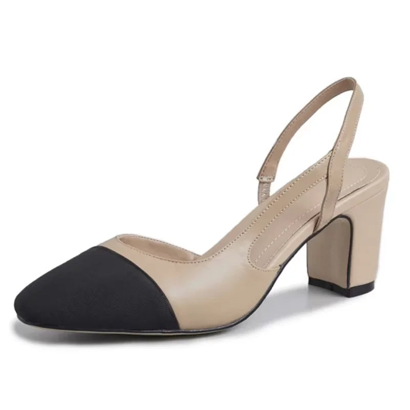 Women's Low-Heel Square-Toe Slingback Pumps | OWNLUXE