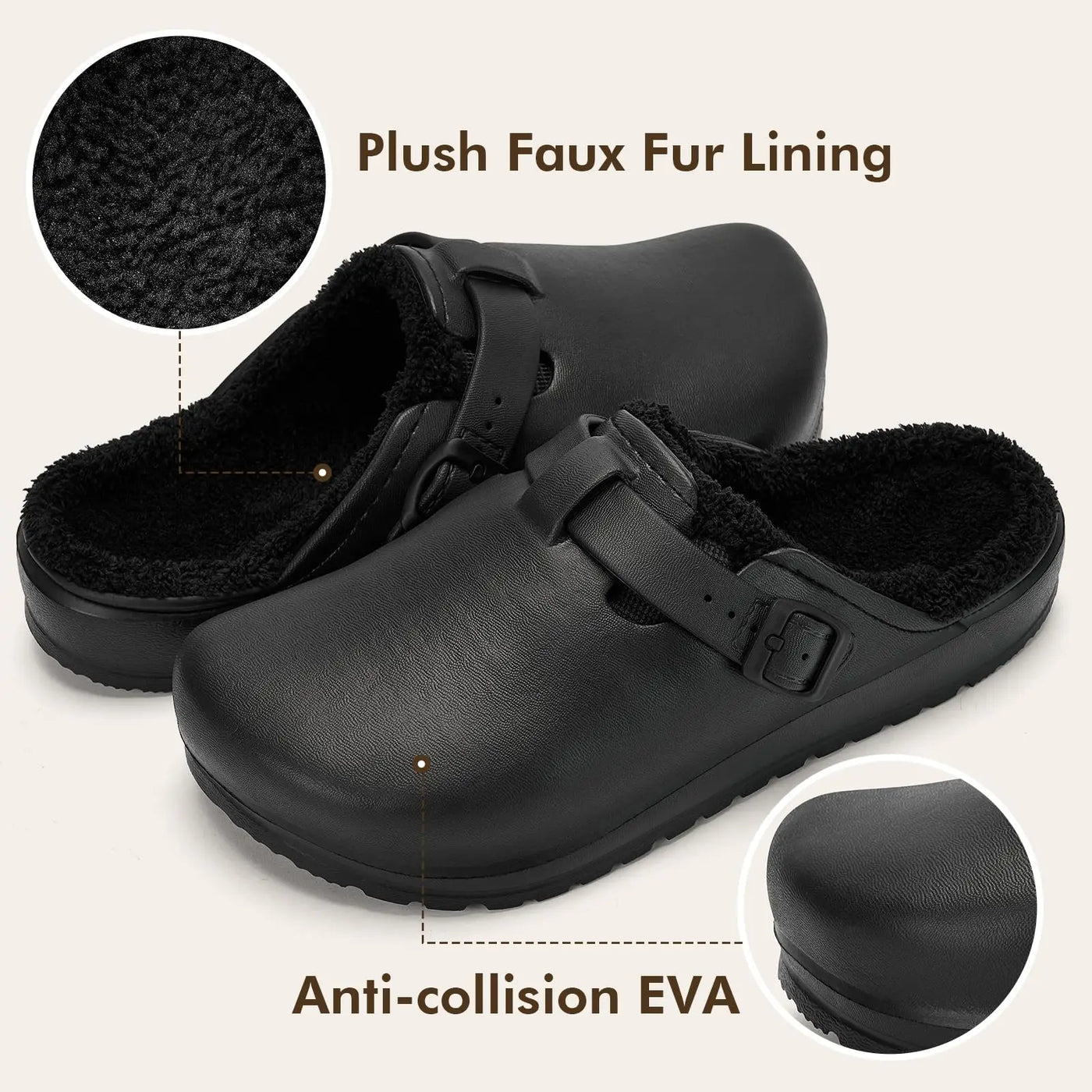 Women’s Winter Clogs Cotton-Lined Slip-On Garden Mules
