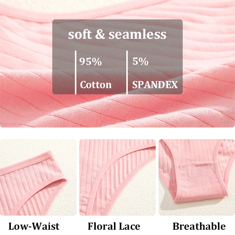 Women's Cotton Low-Rise Briefs 4-Pack | Stripes & Solids | OWNLUXE