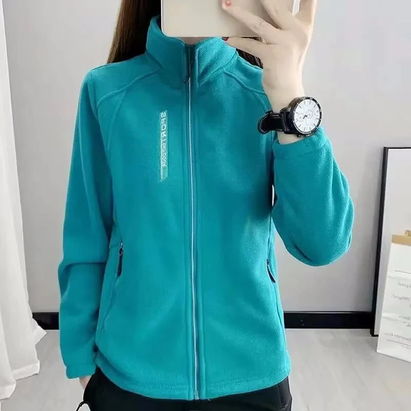Women's Leopard Print Fleece Jacket – Warm Zipper Coat