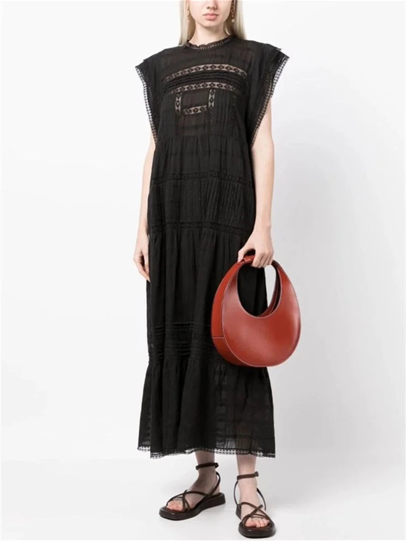 Women's Sleeveless Round Neck Lace Dress | OWNLUXE