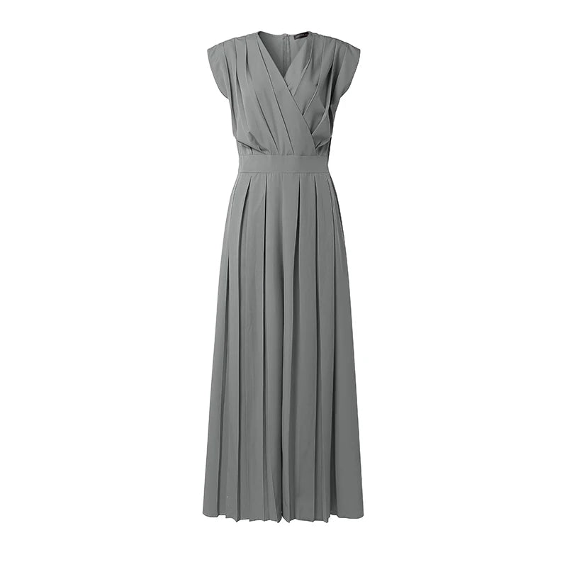 V-Neck Sleeveless Wide-Leg Minimalist Jumpsuit | OWNLUXE