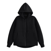 Zip-Up Long-Sleeve Pocket Relaxed-Fit Coat | OWNLUXE