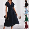 V-Neck Pleated Dress | OWNLUXE