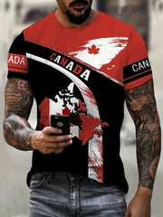 Men's Canadian Flag & Maple Leaf Print T-shirt Summer | OWNLUXE