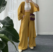 Longline Wide-Leg Pant Set - High Waist Two-Piece for Women