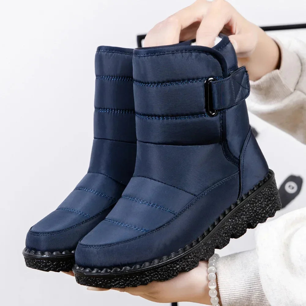 Women's Waterproof Mid-Calf Winter Boots with Plush Lining