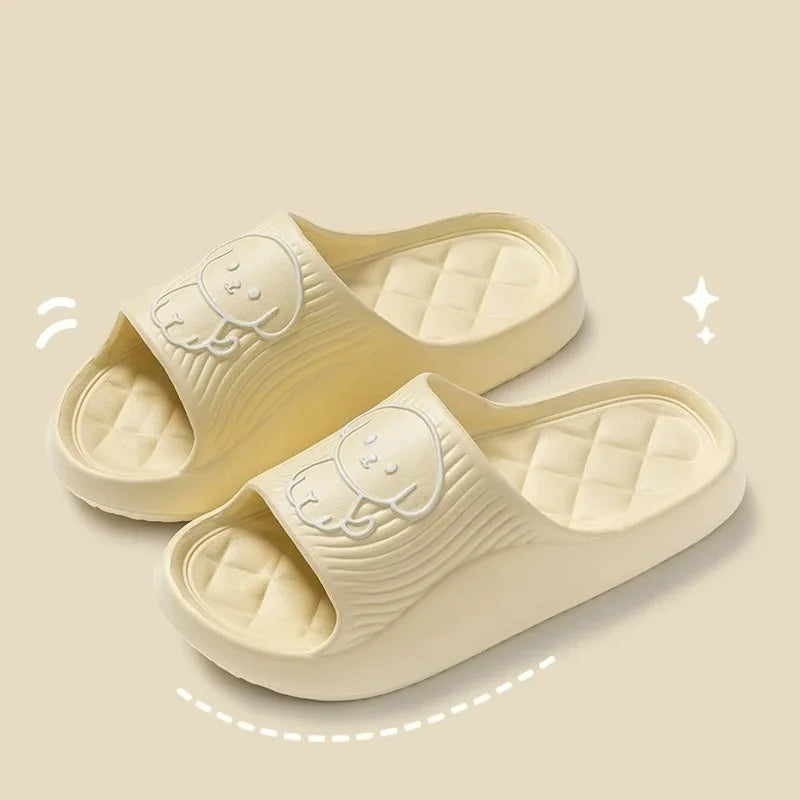 Comfortable EVA Animal Print Slides - Indoor Summer Slippers with Flat Heel