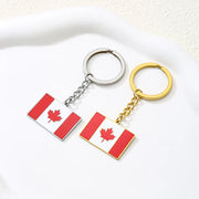 Canada Flag Themed Keychain - Stainless Steel Oil-Drop Pendant Unisex Accessory