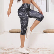 High Waist Calf-Length Yoga Leggings with Pockets - Capri Workout Pants