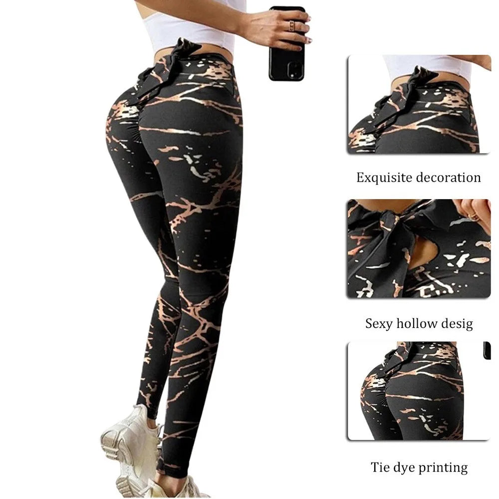 Peach Hip Yoga Leggings – Bow Detail Fitness
