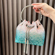 Crystal Bucket Evening Bag (Green Pink) | OWNLUXE